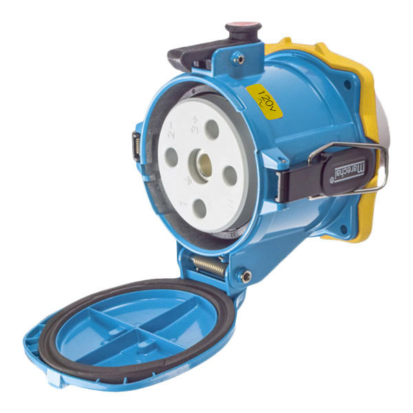 37-24165 - DS200 RECEPTACLE METAL BLUE SIZE 6 TYPE 3R 1P+N+G 200A 120 VAC 60 Hz NO AUX